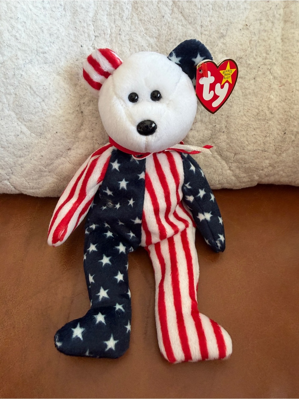 Ty NWT Spangle Beanie Baby Patriotic American Flag Bear - Red, White & Blue